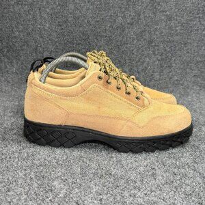 Bike Vintage Hiking Shoe Womens Size 8 Tan Canvas Burlap Suede Low Lace Athletic